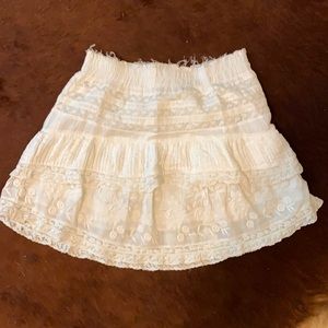LoveShackFancy white mini skirt